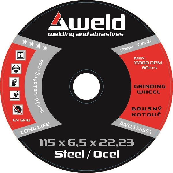 Brusný kotouč Aweld GW 115x6,5x22,23 mm, ocel Brusný kotouč Aweld GW 115x6,5x22,23 mm, ocel