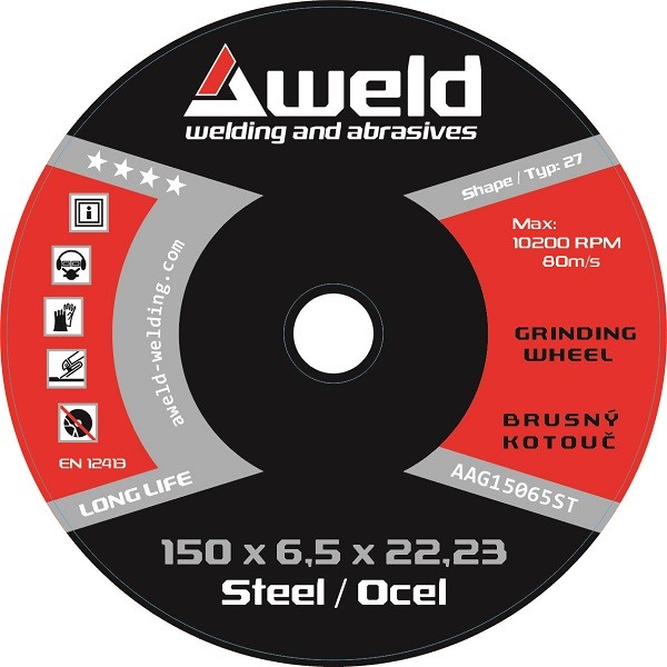 Brusný kotouč Aweld GW 150x6,5x22,23 mm, ocel Brusný kotouč Aweld GW 150x6,5x22,23 mm, ocel