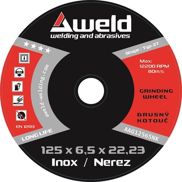 Grinding wheel Aweld GW 125x6,5x22,23 mm, stainless steel Grinding wheel Aweld GW 125x6,5x22,23 mm, stainless steel