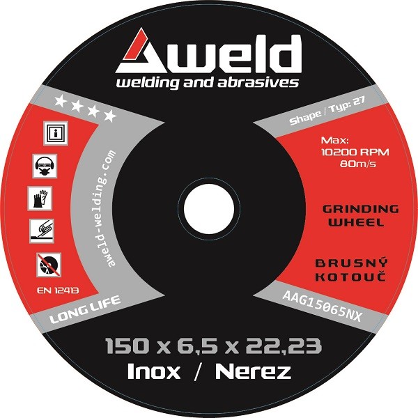 Brusný kotouč Aweld GW 150x6,5x22,23 mm, nerez Brusný kotouč Aweld GW 150x6,5x22,23 mm, nerez