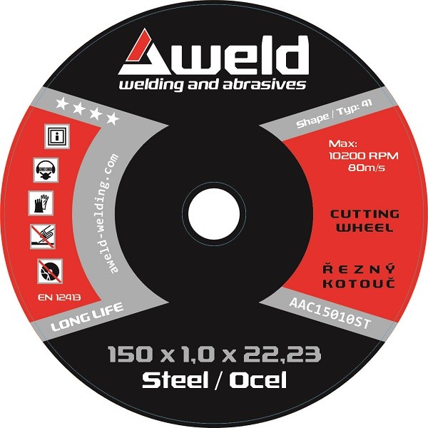 Cutting wheel Aweld CW 150x1,0x22,23 mm, steel