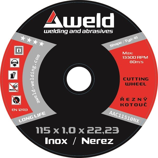 Řezný kotouč Aweld CW 115x1,0x22,23 mm, nerez Řezný kotouč Aweld CW 115x1,0x22,23 mm, nerez