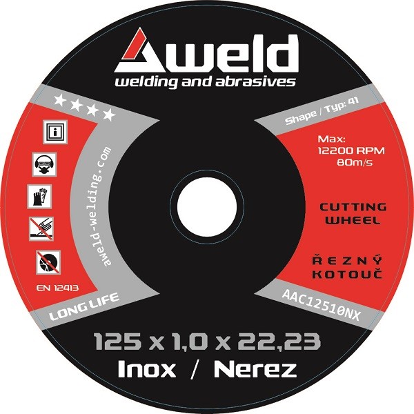 Cutting wheel Aweld CW 125x1,0x22,23 mm, stainless steel